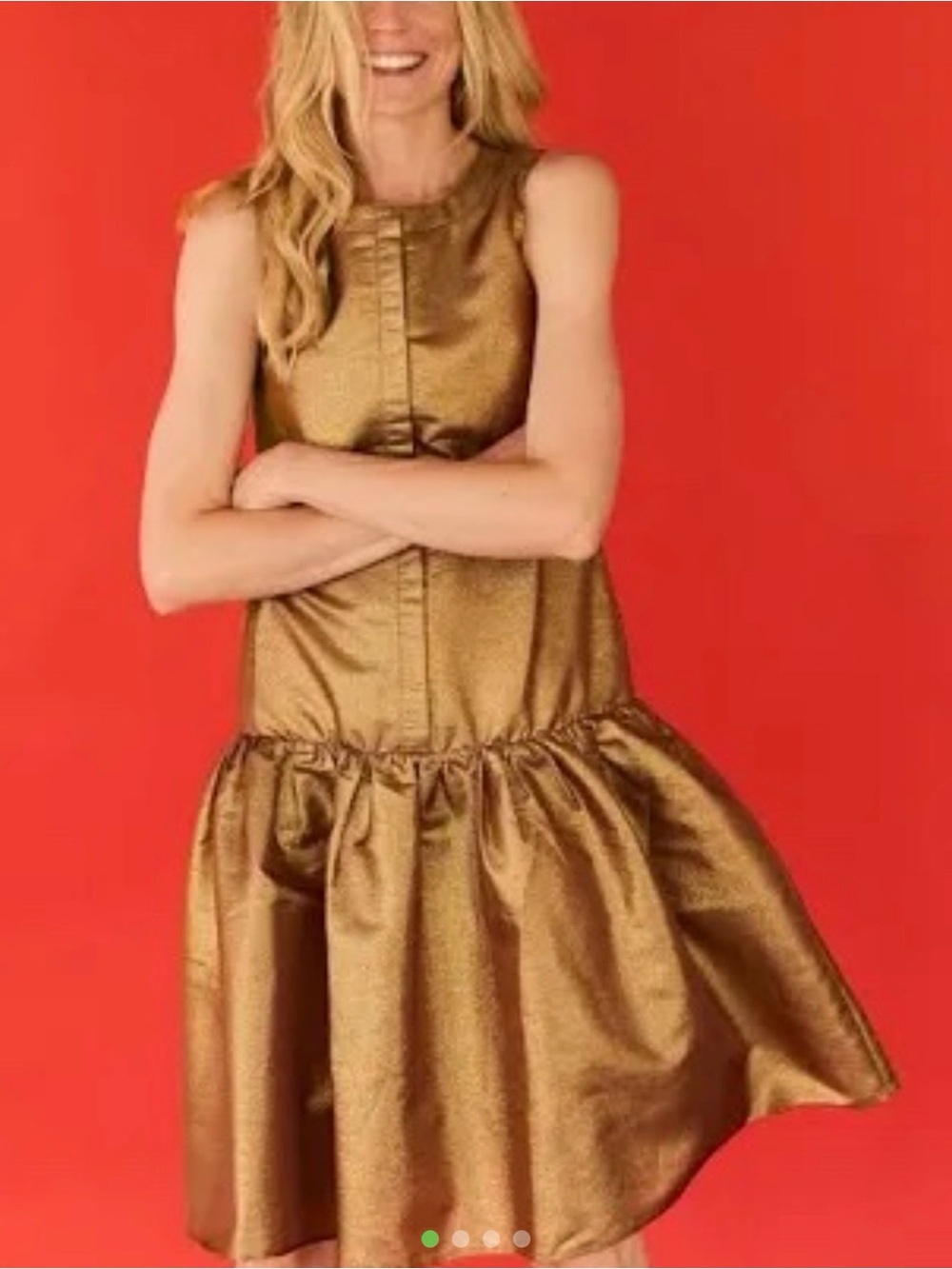 Buru Warm Gold Drop Waist Dress Size S